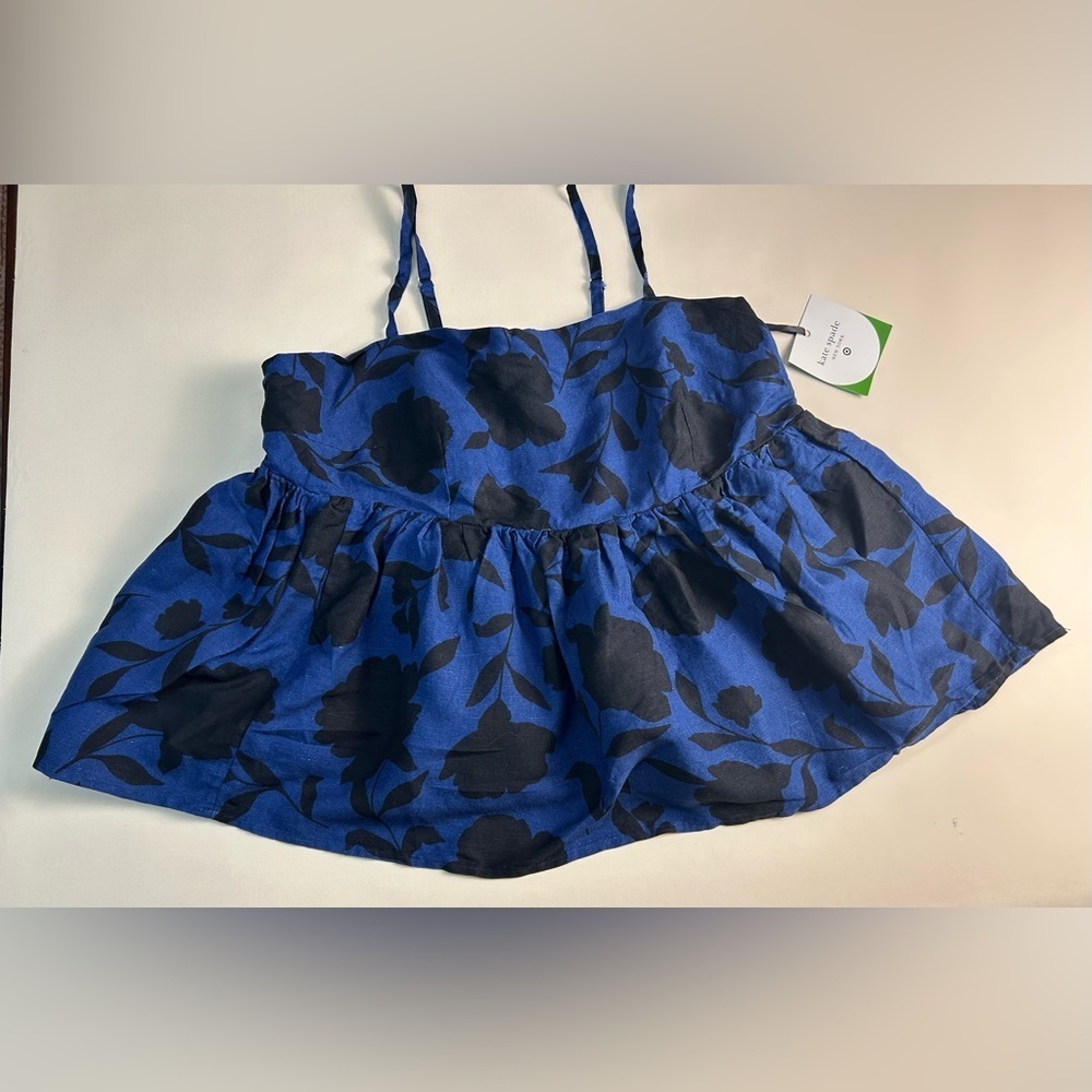 Kate Spade Blue and Black Floral Blouse - Picture 3 of 9